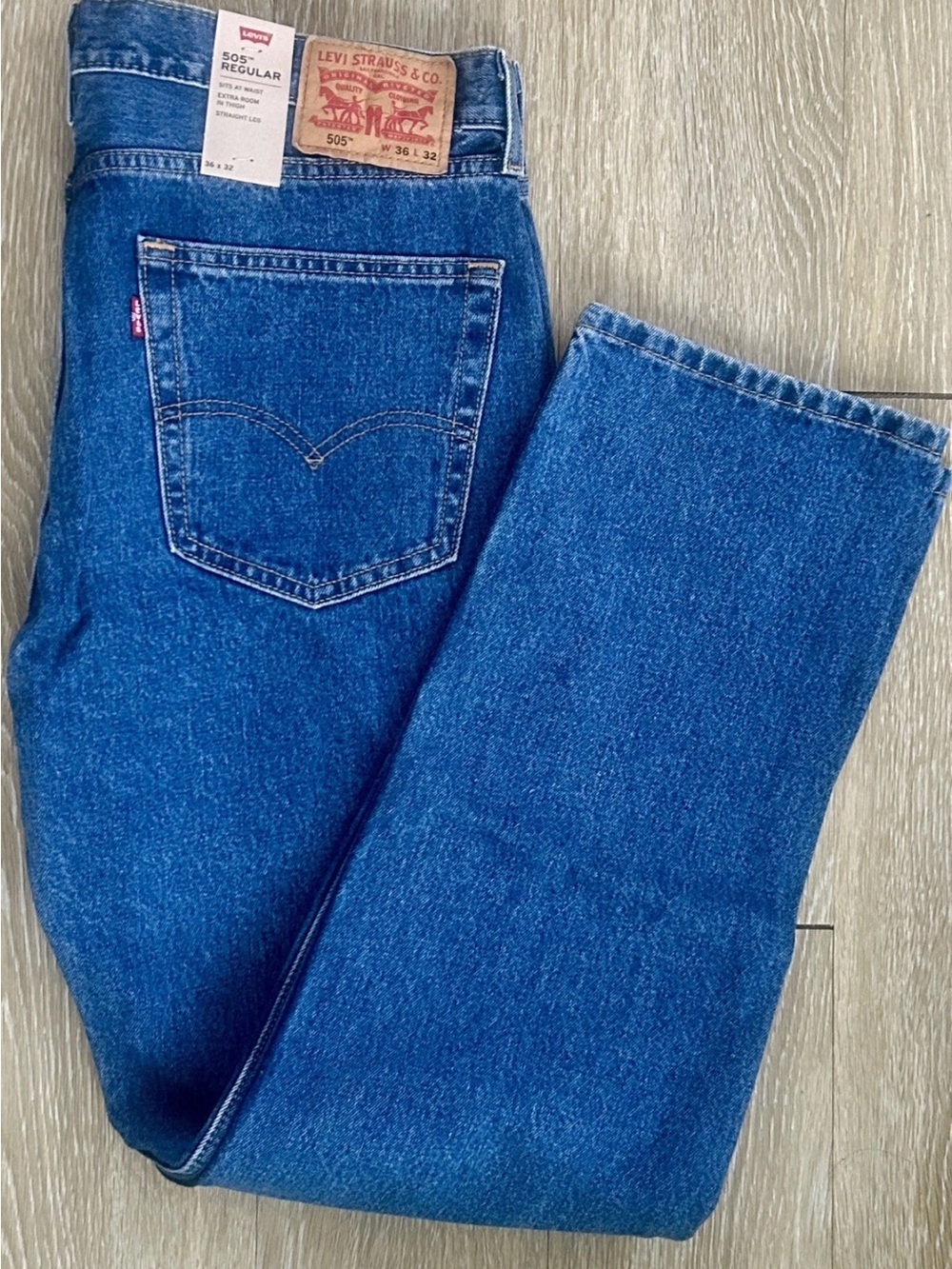 Levi's 505 Regular Fit Jeans Men's 36x32 NWT Dark Stonewash Blue